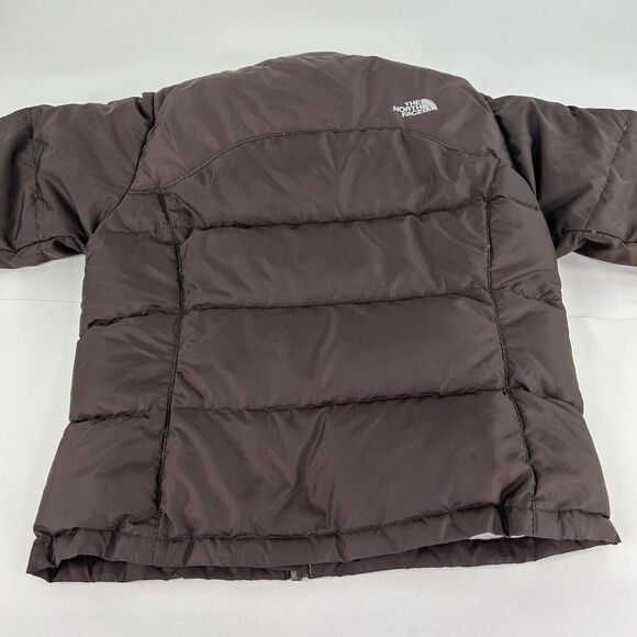 The North Face Puffer Jacket Girls Siz M 8-10 Brown Down Full Zip Winter Jacket - Picture 2 of 11
